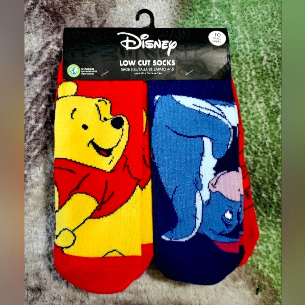New Disney Winnie the Pooh & Co. Low Cut Socks Pack Women or Girls Shoe Sz. 4-10